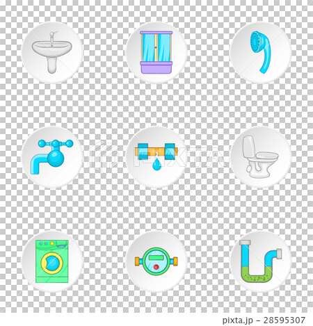 Equipment for bathroom icons set, cartoon style Equipment for bathroom icons set, cartoon style 28595307