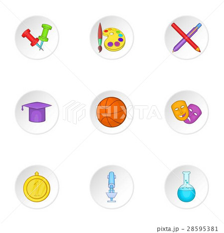 Learning in school icons set, cartoon style 28595381