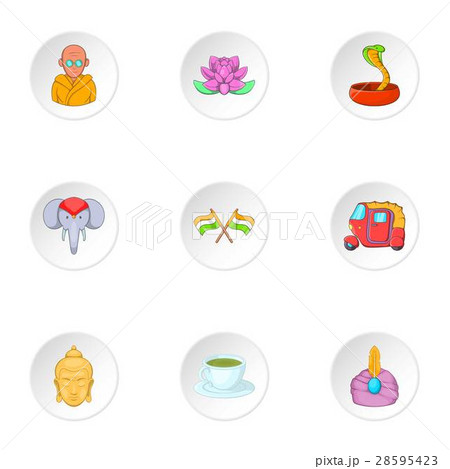 Tourism in India icons set, cartoon style 28595423