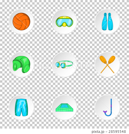 Swimming on water icons set, cartoon style 28595548