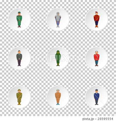 Military icons set, cartoon style Military icons set, cartoon style 28595554