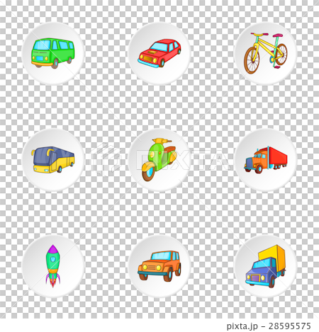 Transport icons set, cartoon style 28595575