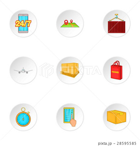 Transportation icons set, cartoon style 28595585