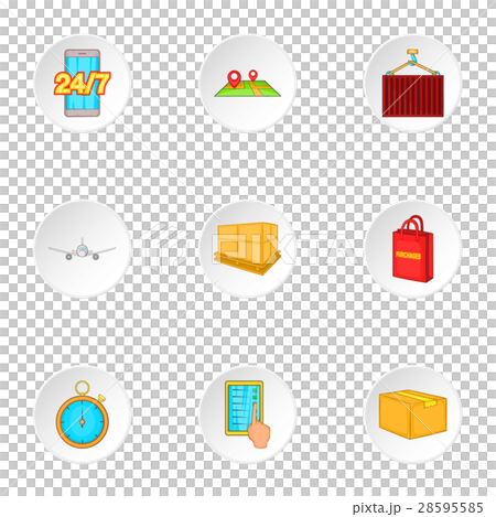 Transportation icons set, cartoon style 28595585