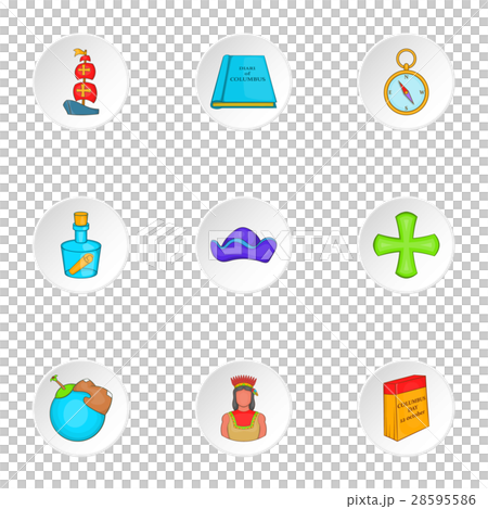 Pioneer icons set, cartoon style 28595586