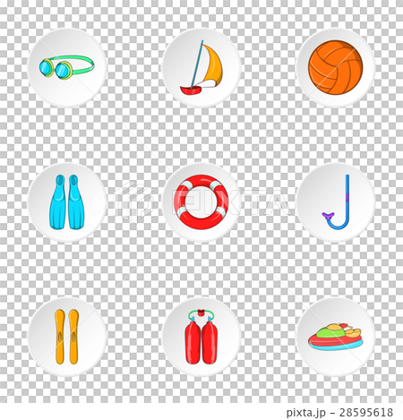 Water exercise icons set, cartoon style 28595618