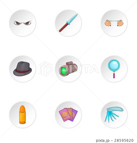 Spying icons set, cartoon style 28595620