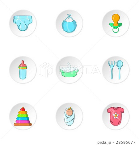 Newborn icons set, cartoon style 28595677