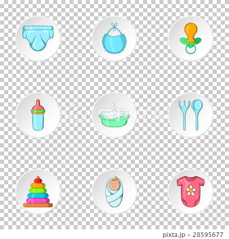 Newborn icons set, cartoon style 28595677