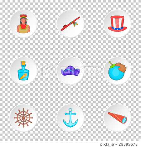 Columbus Day icons set, cartoon style 28595678