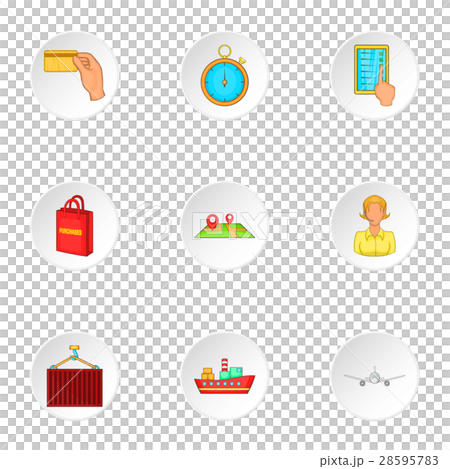 Shipping icons set, cartoon style Shipping icons set, cartoon style 28595783