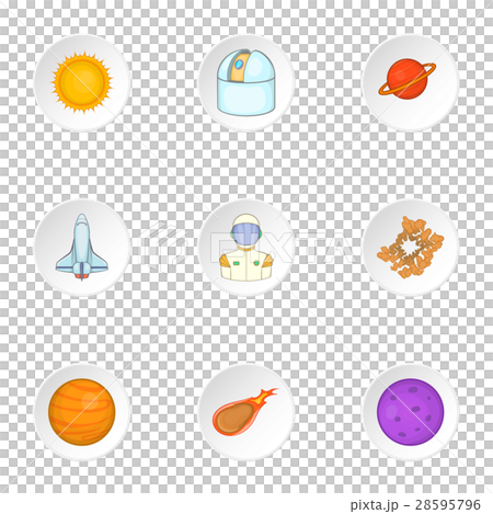 Outer space icons set, cartoon style Outer space icons set, cartoon style 28595796