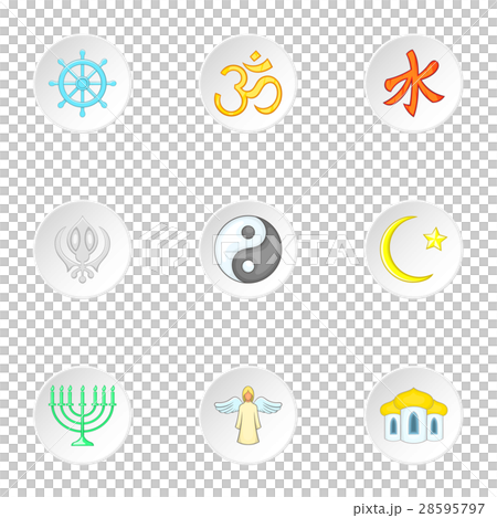 Faith icons set, cartoon style 28595797
