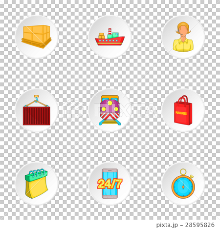 Shipment icons set, cartoon style 28595826