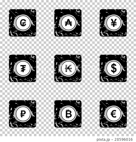 Money of countries icons set, grunge style 28596016