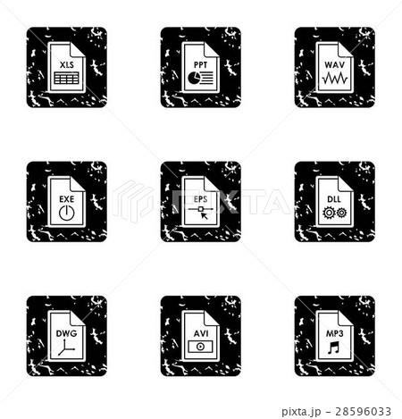 Files icons set, grunge style 28596033