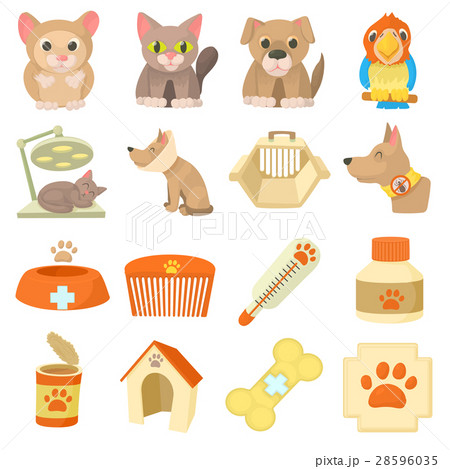 Veterinary clinic items icons set, cartoon style 28596035