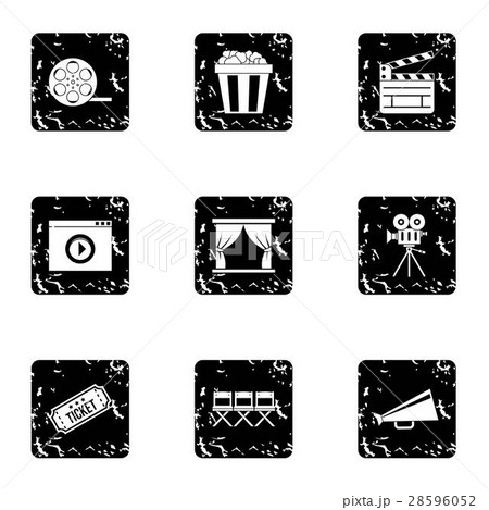 Film icons set, grunge style 28596052
