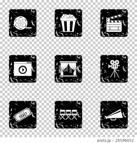 Film icons set, grunge style 28596052