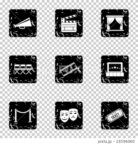 Cinema icons set, grunge style Cinema icons set, grunge style 28596060