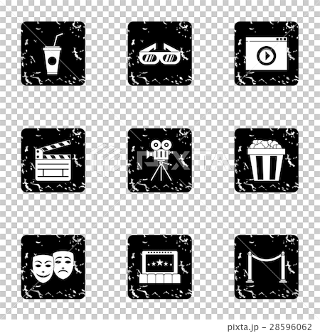 Cinematography icons set, grunge style 28596062