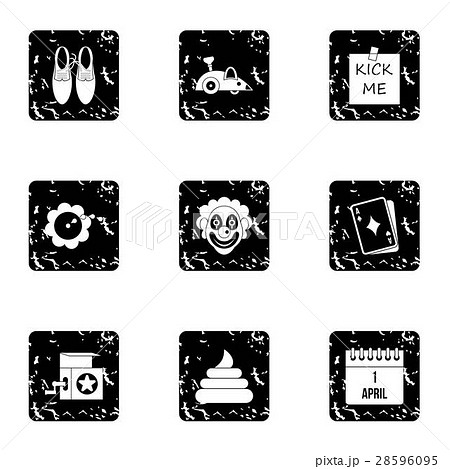 Jocularity icons set, grunge style 28596095