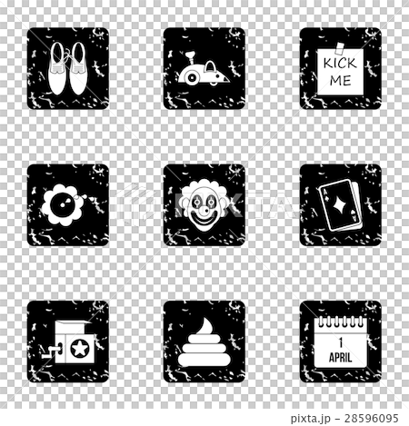 Jocularity icons set, grunge style 28596095