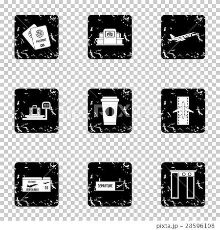 Airport icons set, grunge style Airport icons set, grunge style 28596108