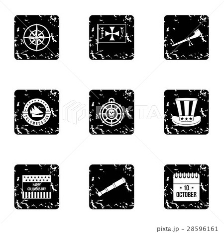 Search of mainland icons set, grunge styleのイラスト素材 [28596161] - PIXTA
