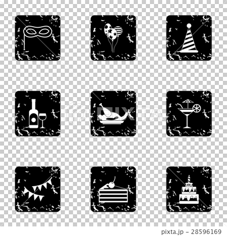 Holiday icons set, grunge style 28596169