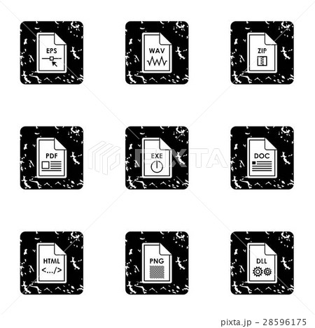 Document types icons set, grunge style 28596175