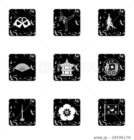 South Korea republic icons set, grunge style South Korea republic icons set, grunge style 28596176