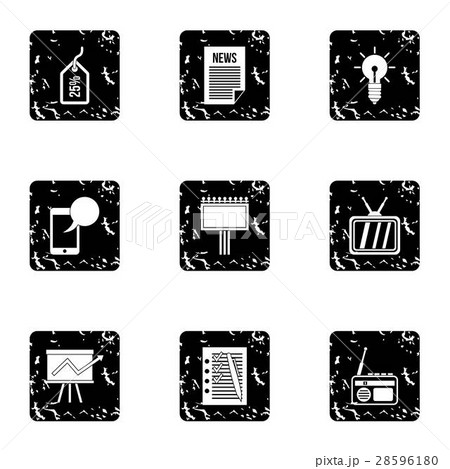Advertising goods icons set, grunge style 28596180