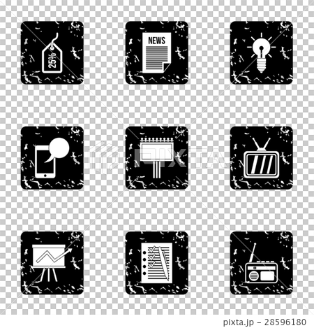 Advertising goods icons set, grunge style 28596180
