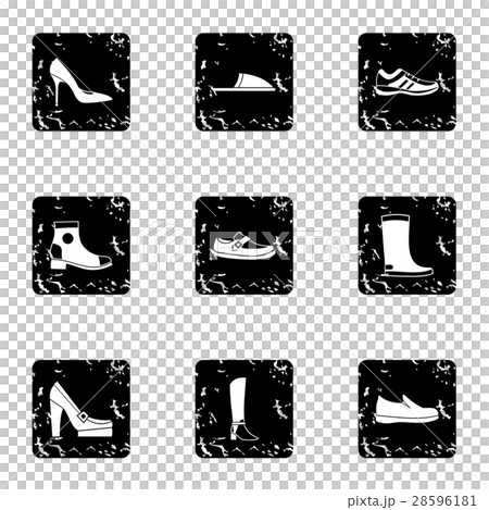 Types of shoes icons set, grunge style 28596181