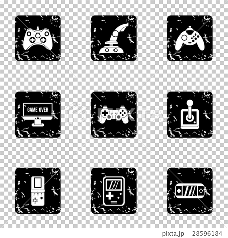 Game icons set, grunge style 28596184