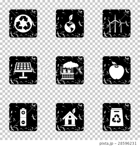 Natural environment icons set, grunge style Natural environment icons set, grunge style 28596231