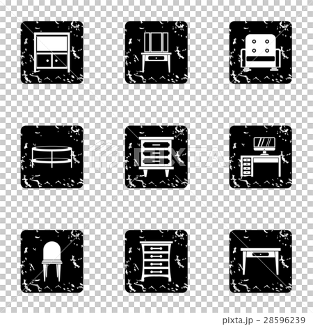 Type of furniture icons set, grunge style Type of furniture icons set, grunge style 28596239