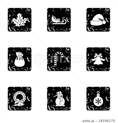 Christmas icons set, grunge style 28596270