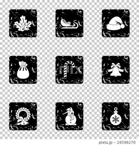 Christmas icons set, grunge style 28596270