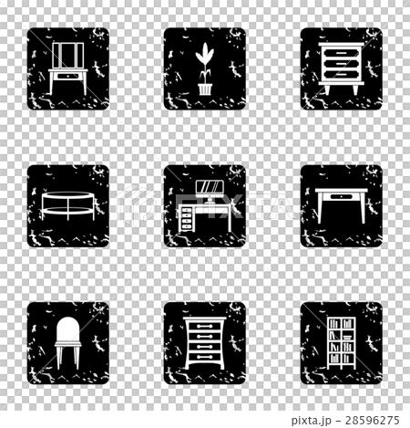 Home environment icons set, grunge style 28596275