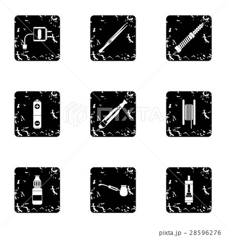 Cigarette icons set, grunge style 28596276