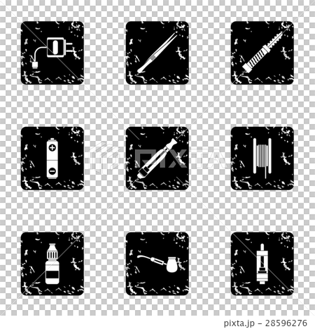 Cigarette icons set, grunge style 28596276