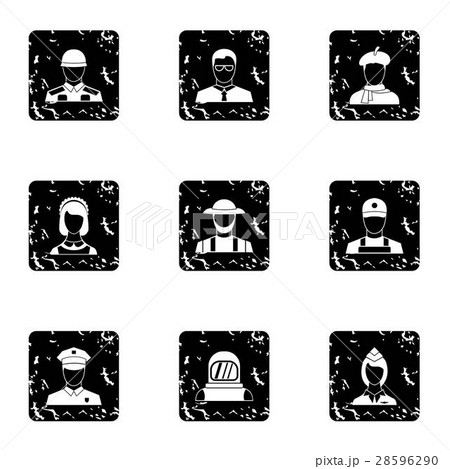 Workers icons set, grunge style 28596290