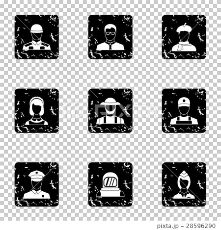 Workers icons set, grunge style 28596290
