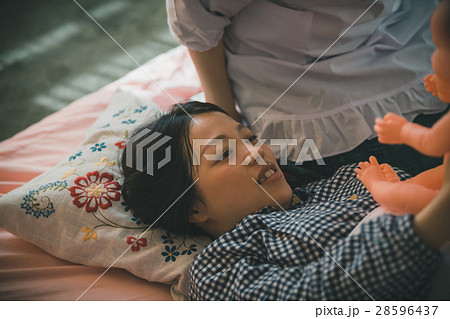 woman during pregnancy or shortly after childbirth 28596437