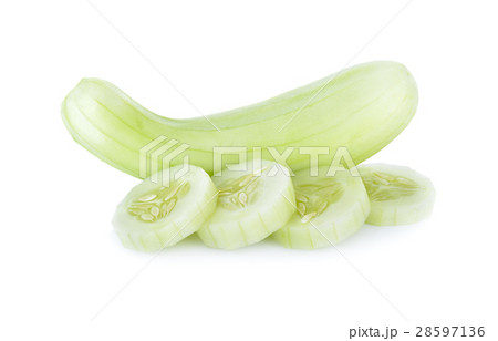 peeled and sliced fresh cucumber on white peeled and sliced fresh cucumber on white 28597136