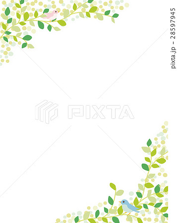 植物と小鳥のナチュラルな背景素材のイラスト素材 28597945 Pixta