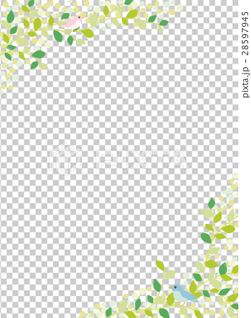 植物と小鳥のナチュラルな背景素材のイラスト素材 28597945 Pixta