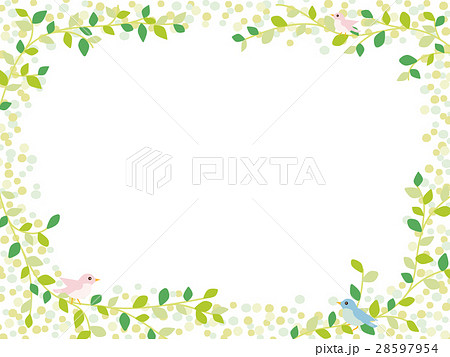 植物と小鳥のナチュラルな背景素材のイラスト素材 28597954 Pixta